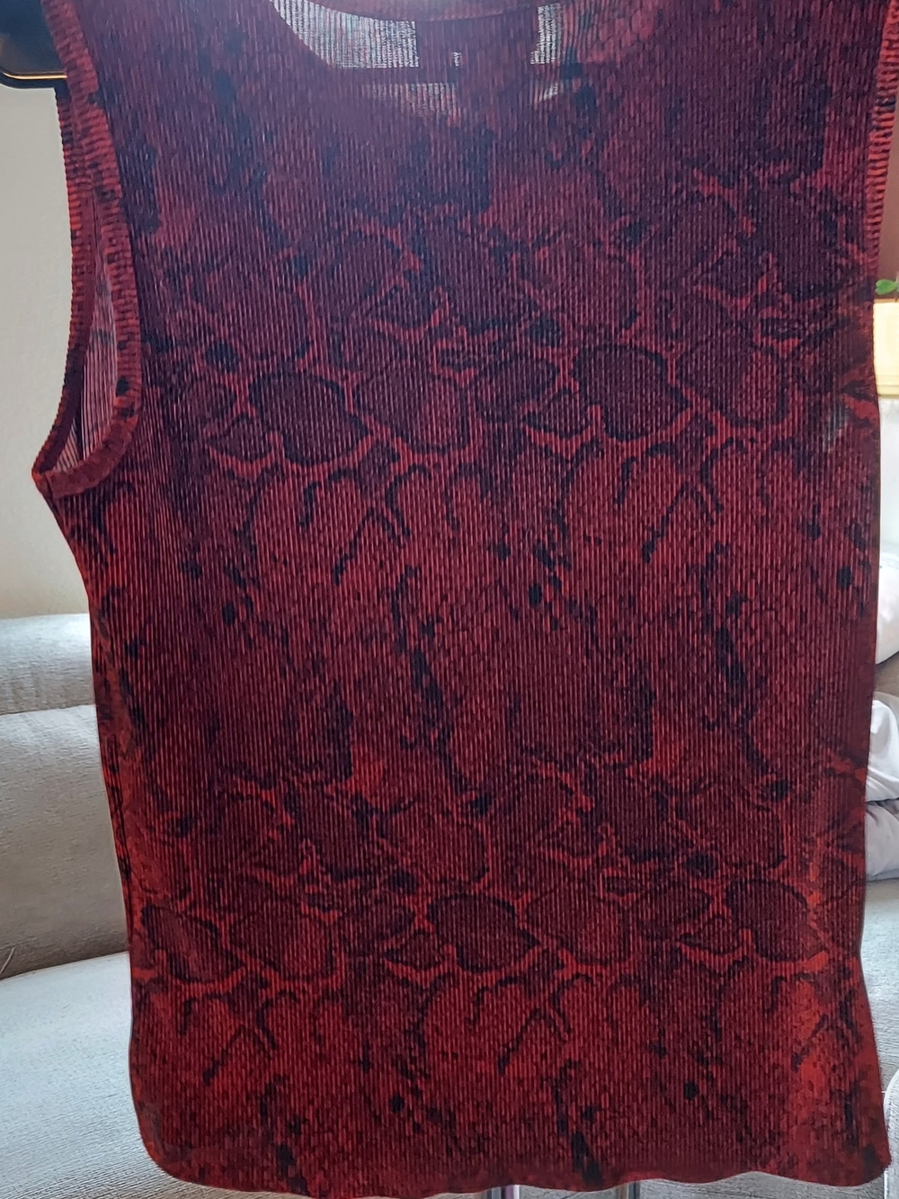Tess Red Snake-Print Ribbed Tank Top - Picture 2 of 5